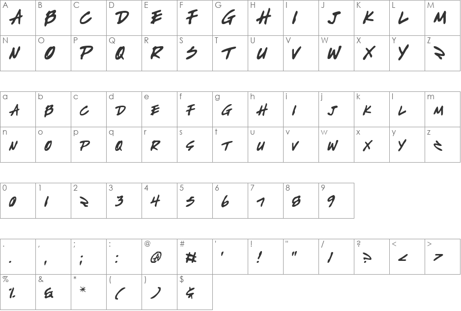 Write Off font character map preview