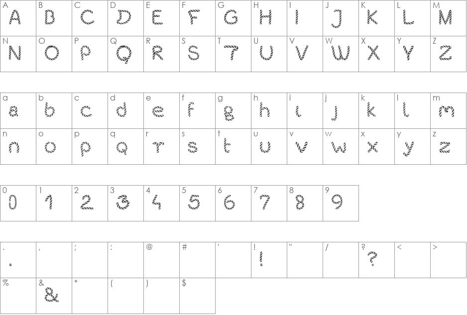 bistort font character map preview