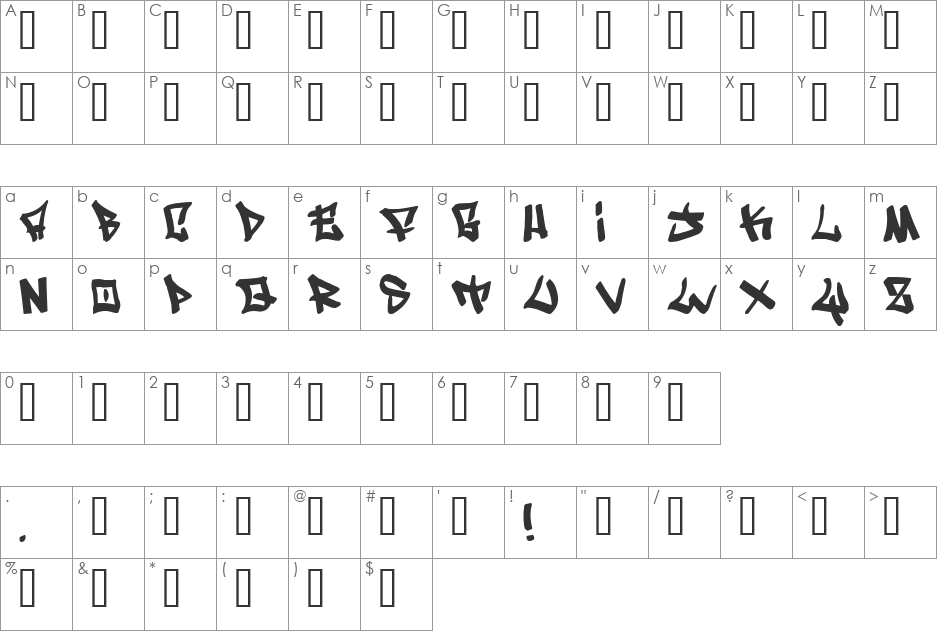 Writers condensed font character map preview