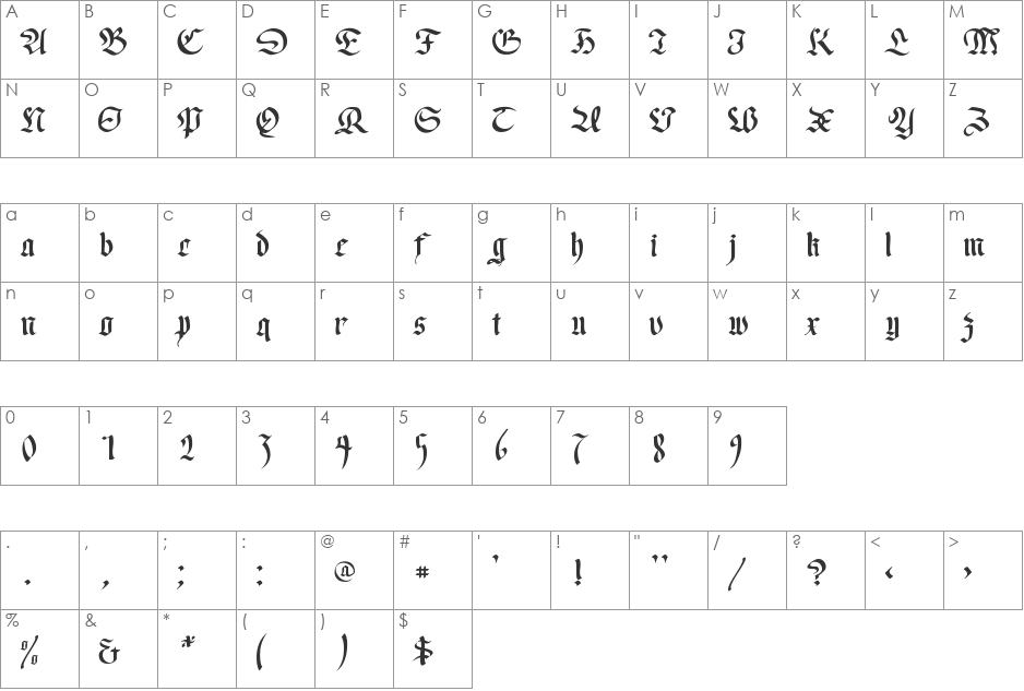 WrittenFrax font character map preview