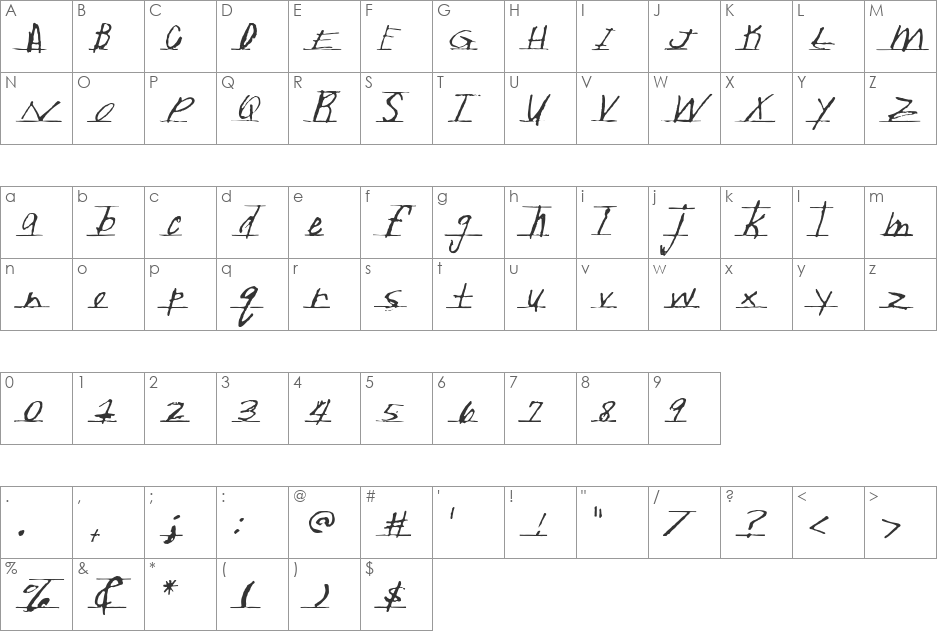 Writtenhouse font character map preview