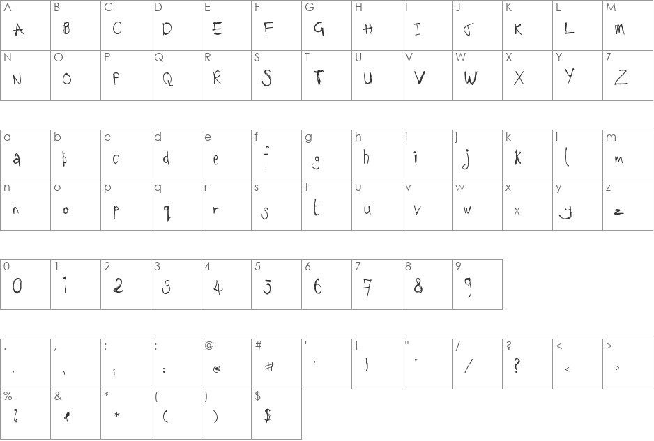 WS KnamePlate font character map preview