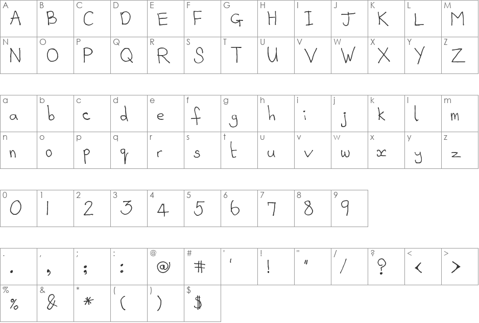 WS Peskimo font character map preview