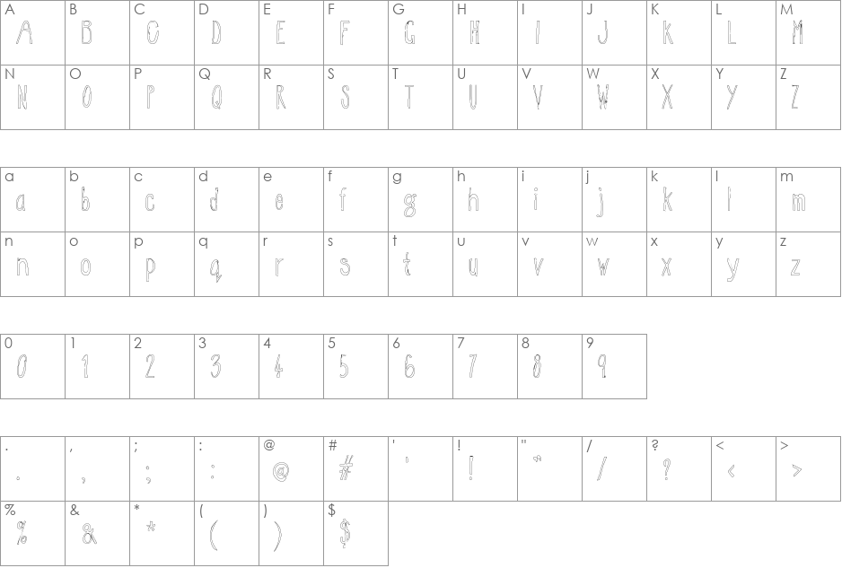 WSEgg font character map preview