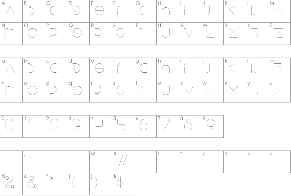 Bisurk font character map preview