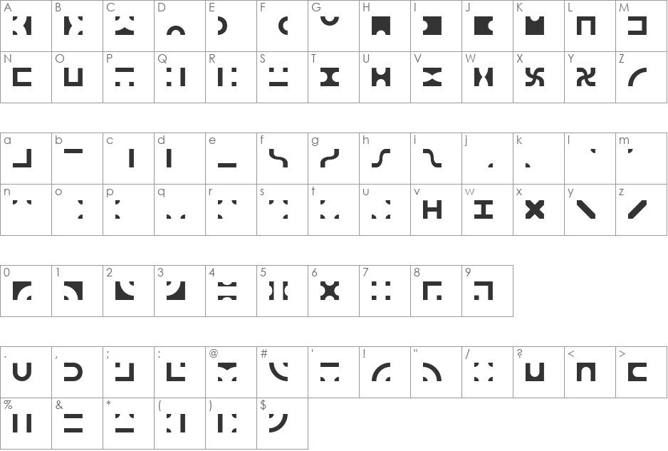 Bit Blocks TTF (BRK) font character map preview