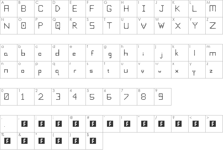Wumpus font character map preview