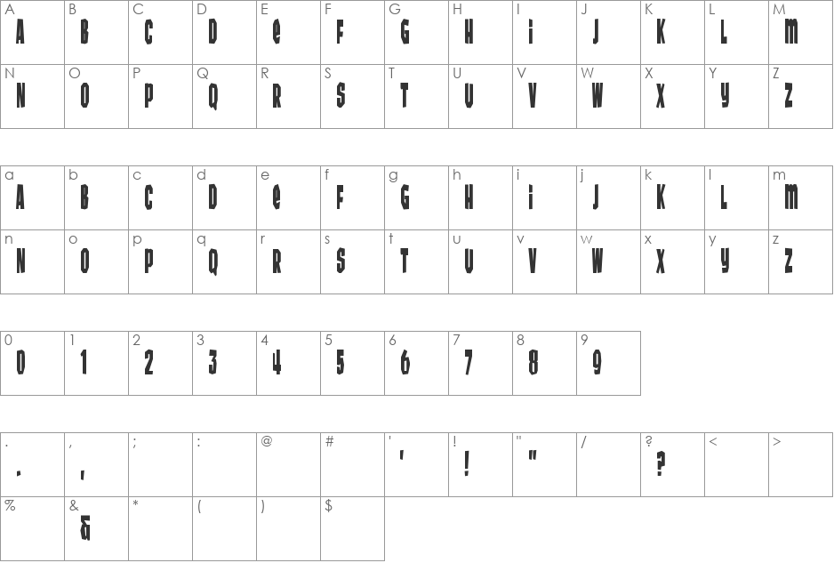 Wunderbar font character map preview