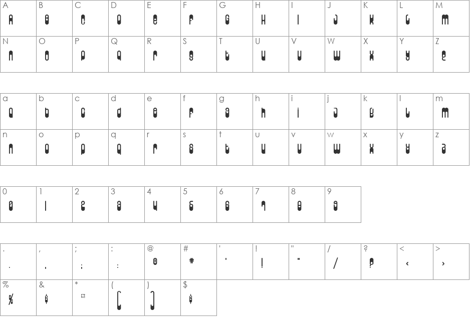 Wunderland font character map preview
