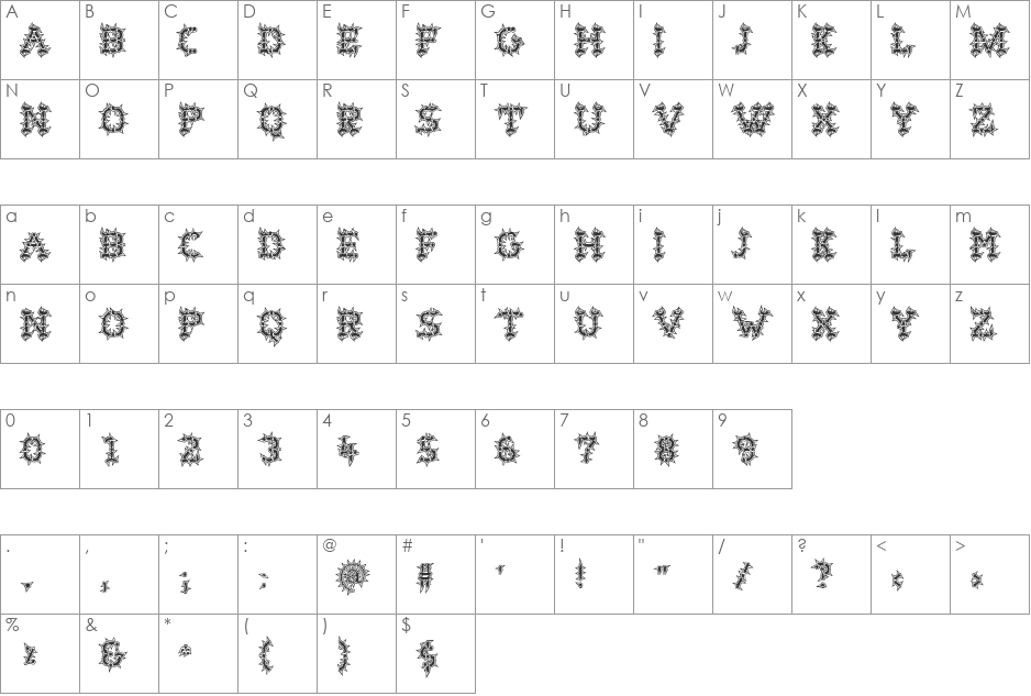 WurstHassen font character map preview