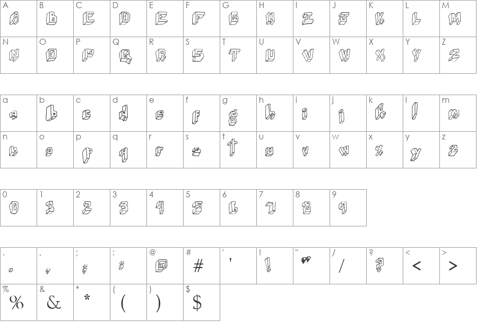 wuwu perspectiva font character map preview