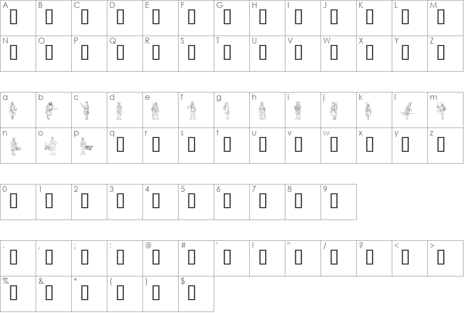 WW1  A font character map preview