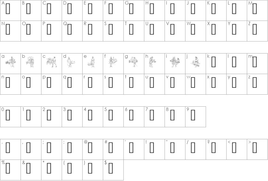 WW1  C font character map preview