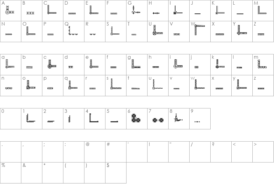 WWBorderBat font character map preview