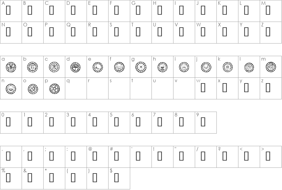 WWChangelingBats font character map preview