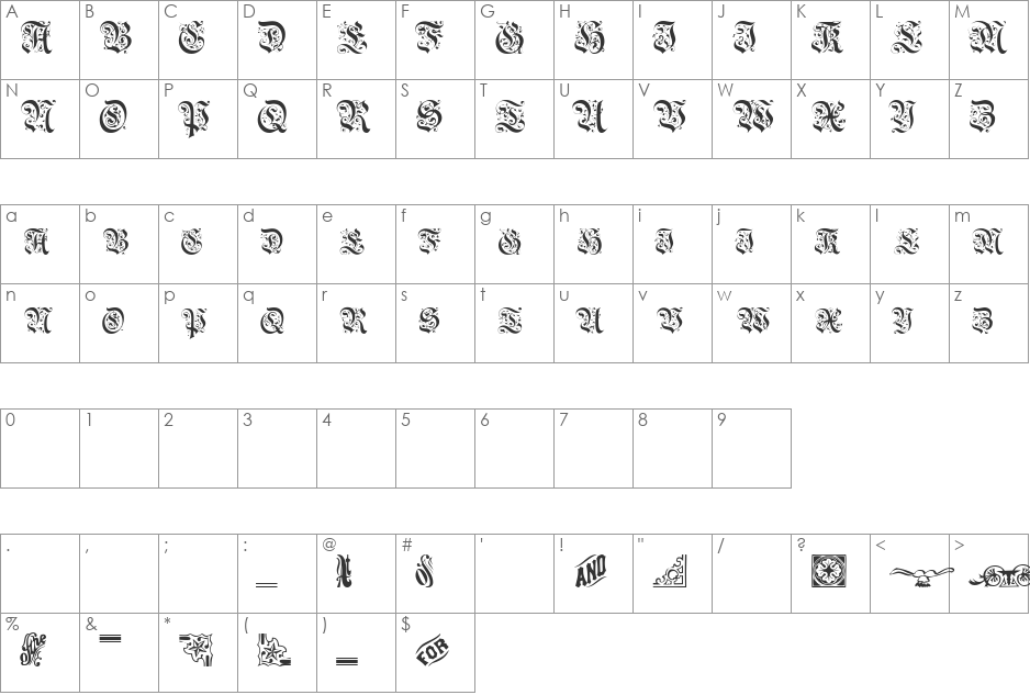 AeternaCapsSSK font character map preview