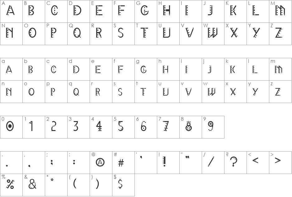 X font character map preview