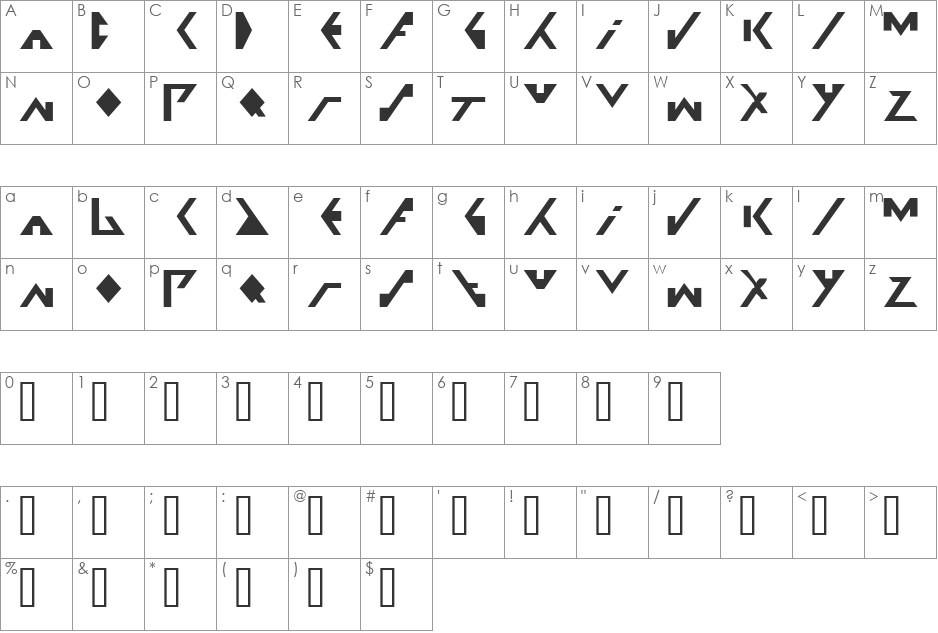 X Fuse font character map preview