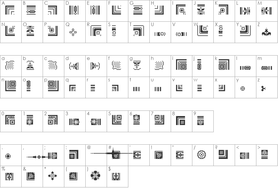 Bit KitOrnaments font character map preview