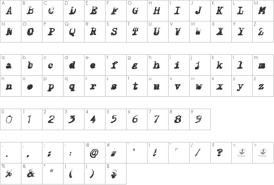 X-Classified font character map preview