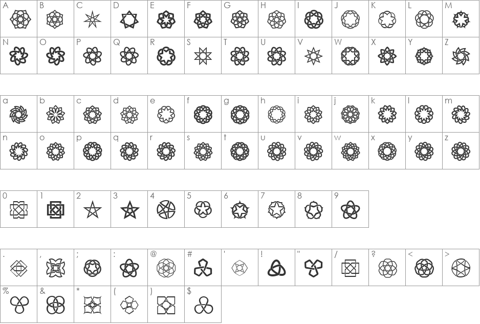 XAirebesk font character map preview