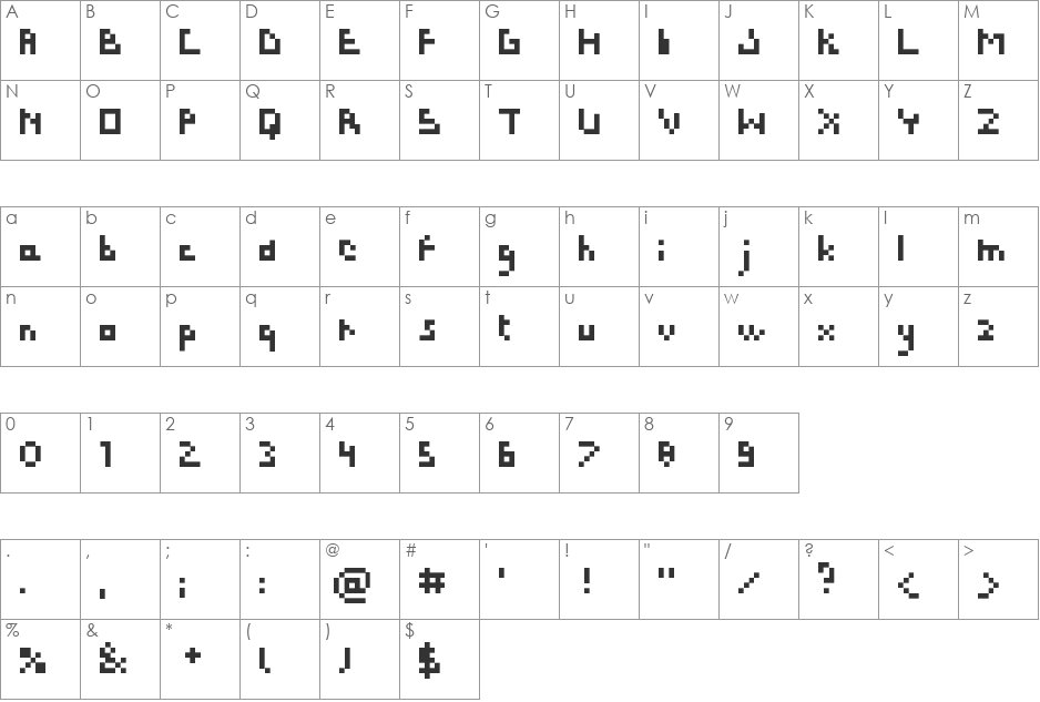 Bit Lazy font character map preview