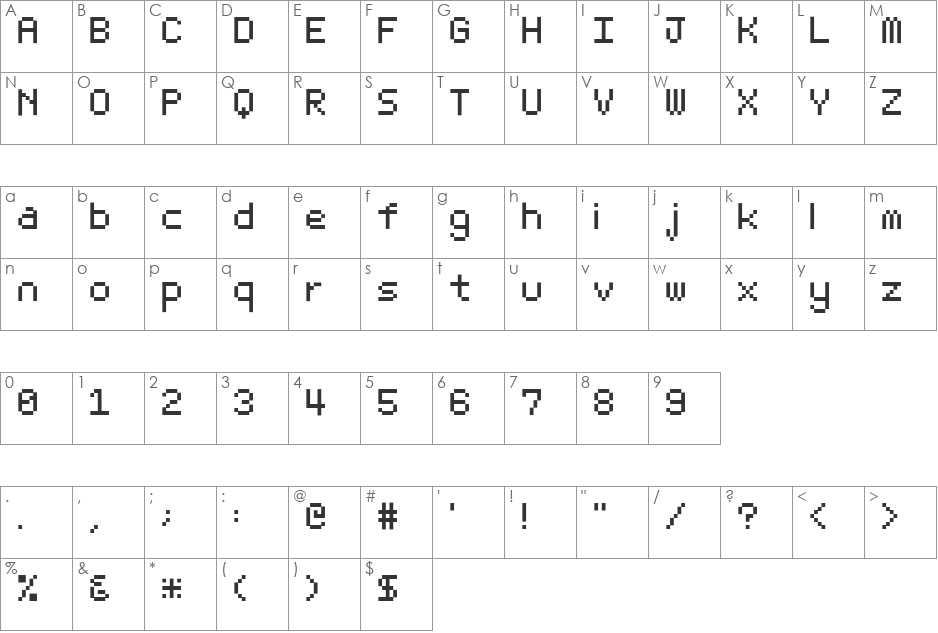 Bit Light10 (sRB) font character map preview
