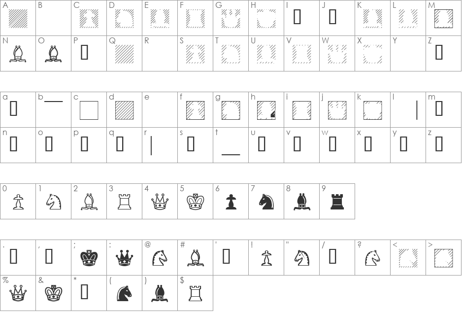 XBobsStandardChess font character map preview