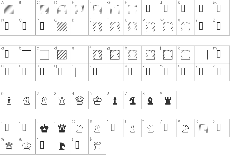XChesstertonTwo font character map preview
