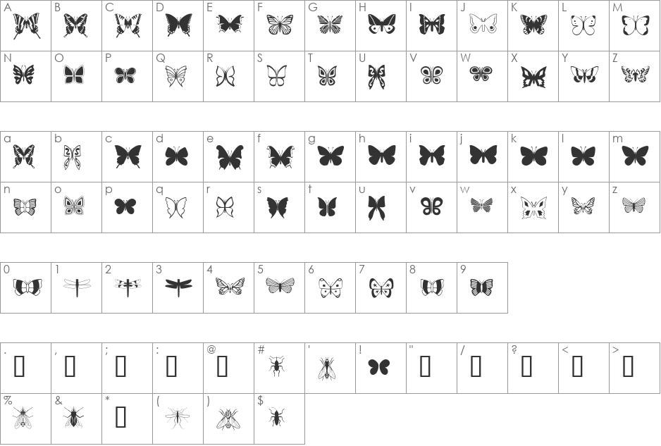 XCompuTerBuggz font character map preview