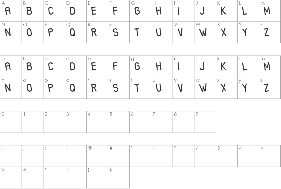 Xenik font character map preview