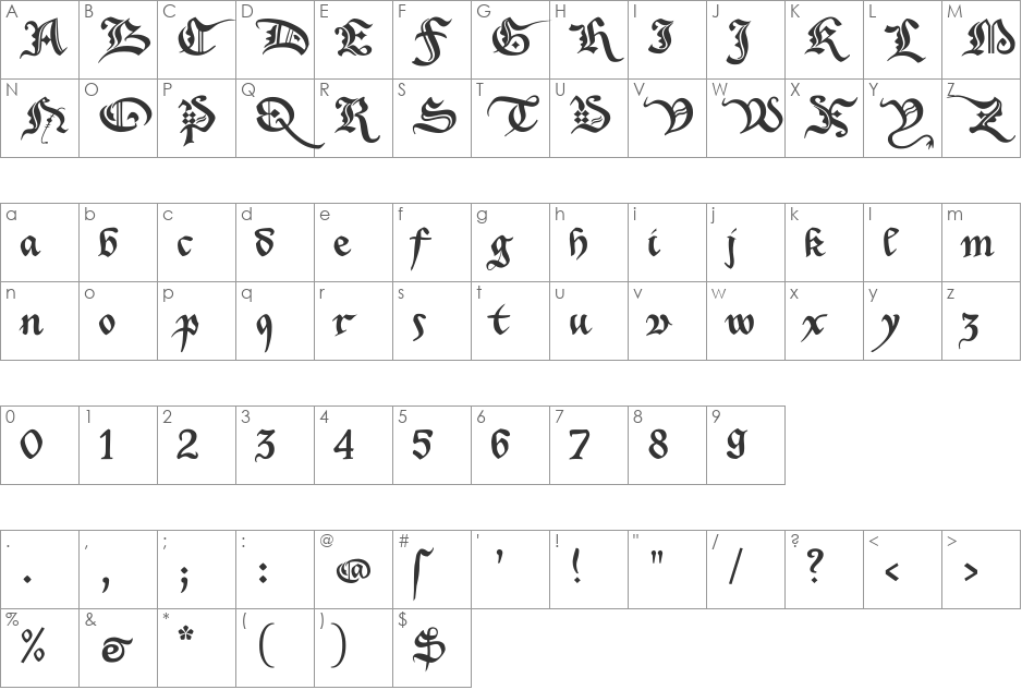 Xenippa font character map preview