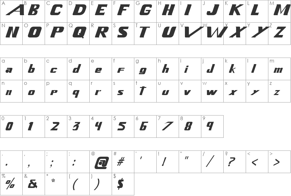 Xenogears font character map preview