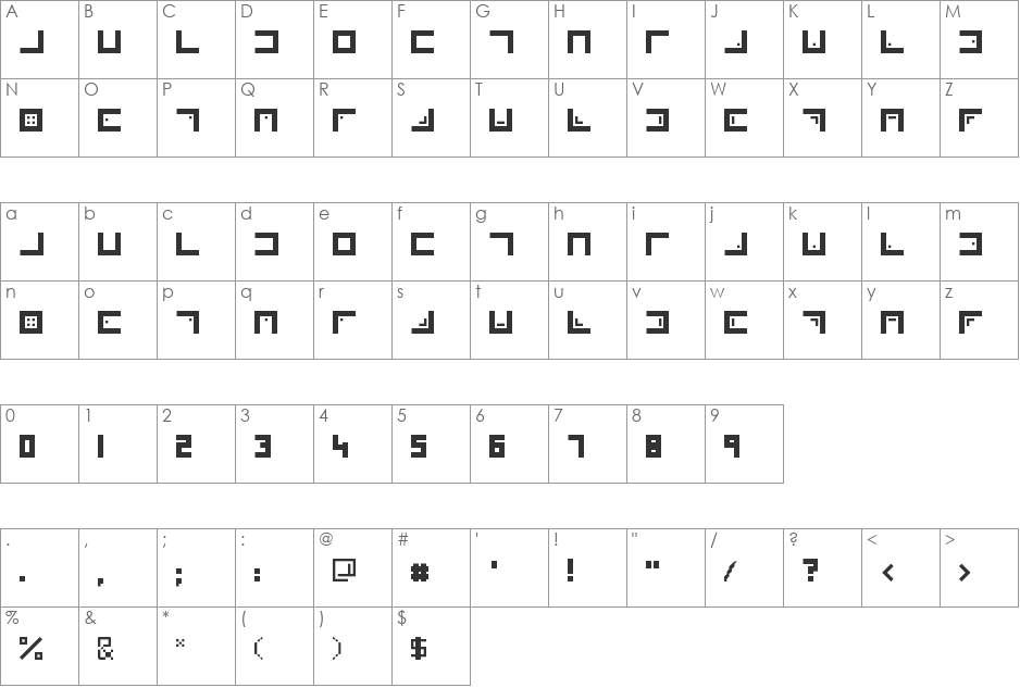 Xenois font character map preview