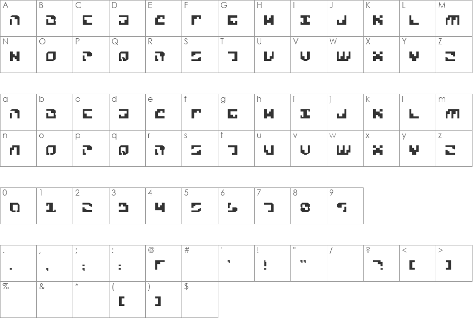 Xenophobia font character map preview