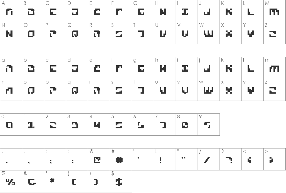 Xenophobia Italic font character map preview