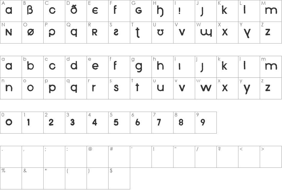 Xenophone font character map preview