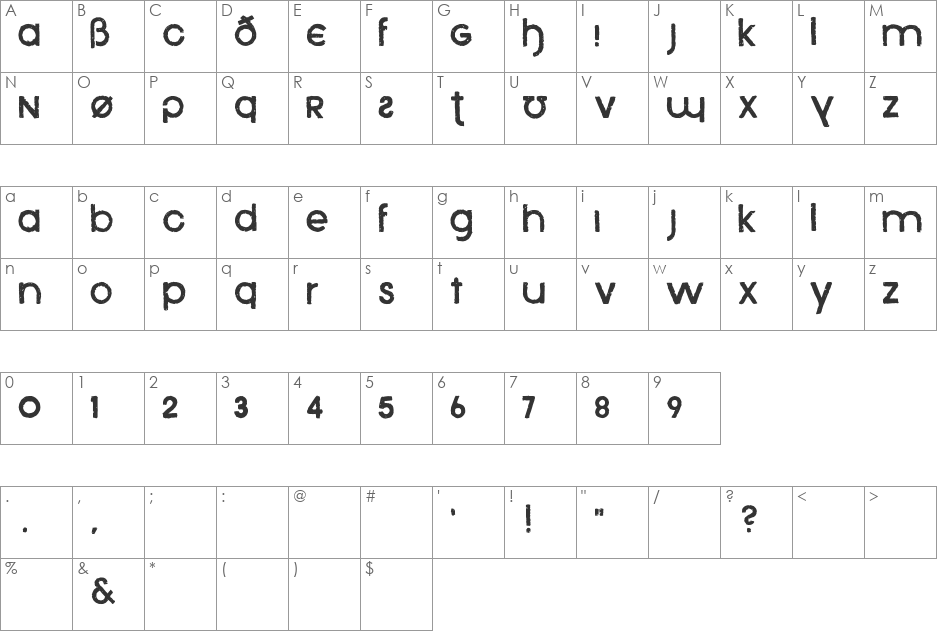 Xenophone font character map preview