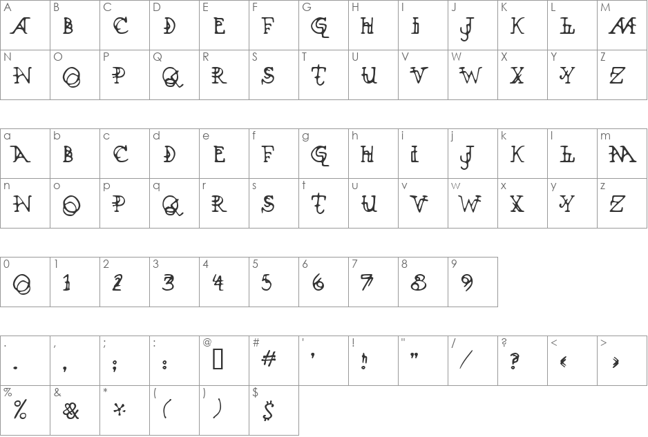 Xenowort font character map preview