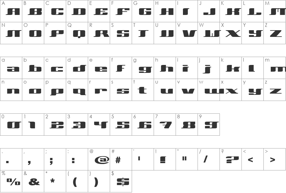 Xeranthemum font character map preview