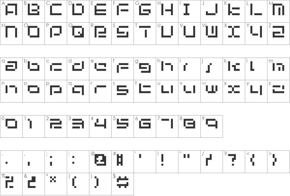 bit-03:urbanfluxer font character map preview