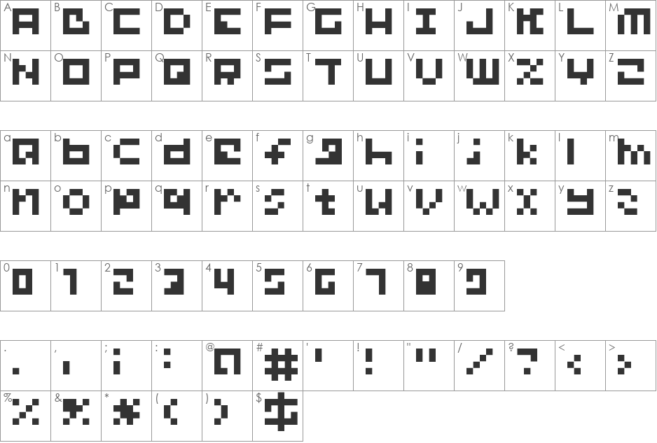 BIT.TRIP SMALL font character map preview