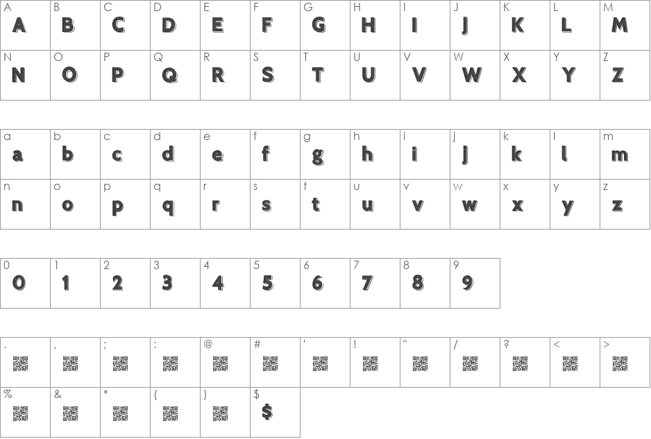 XeroTypique font character map preview