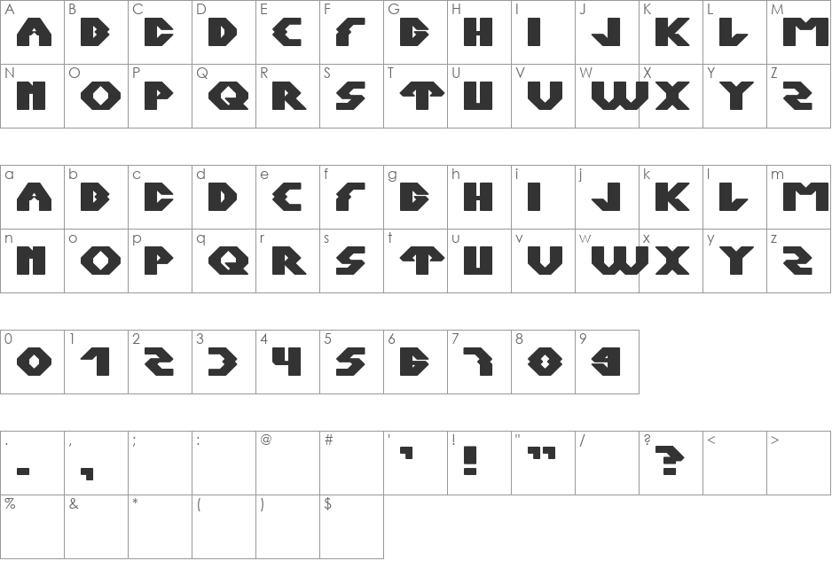 XERXES font character map preview