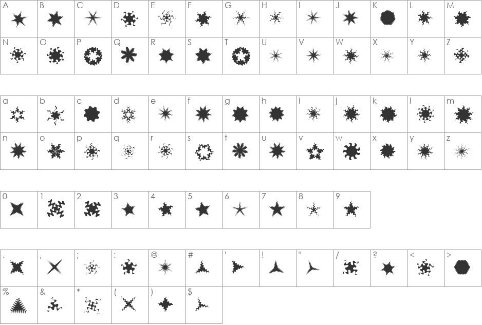 XGalaxyOne font character map preview