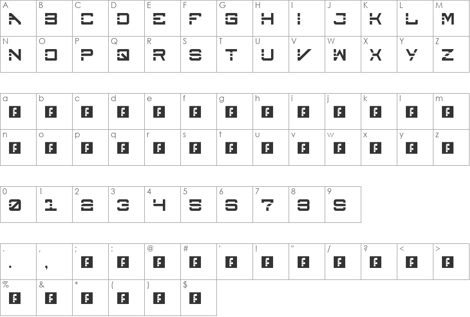 xharon font character map preview
