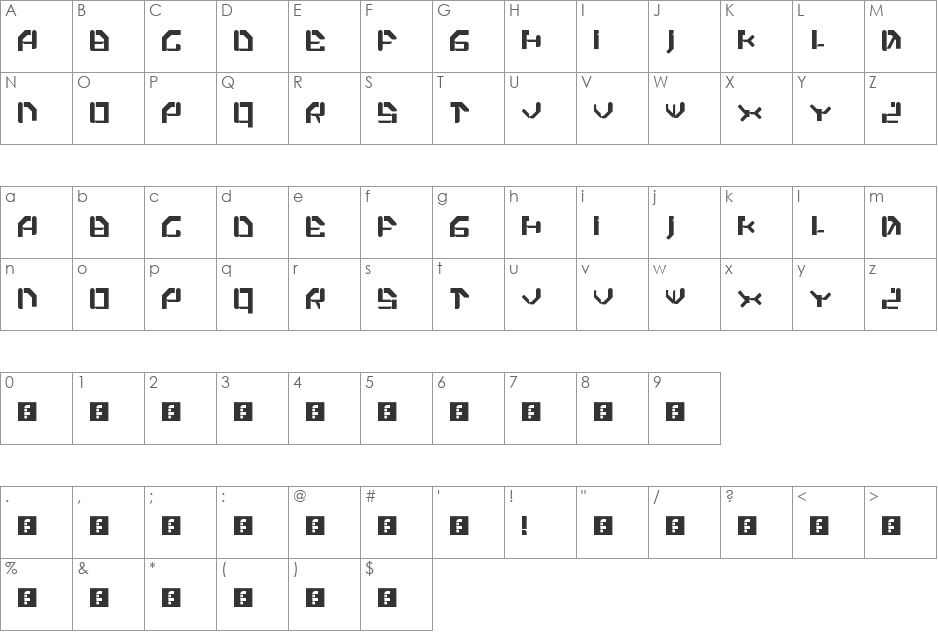 Xiaku! font character map preview