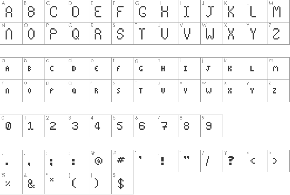 BitCapital font character map preview