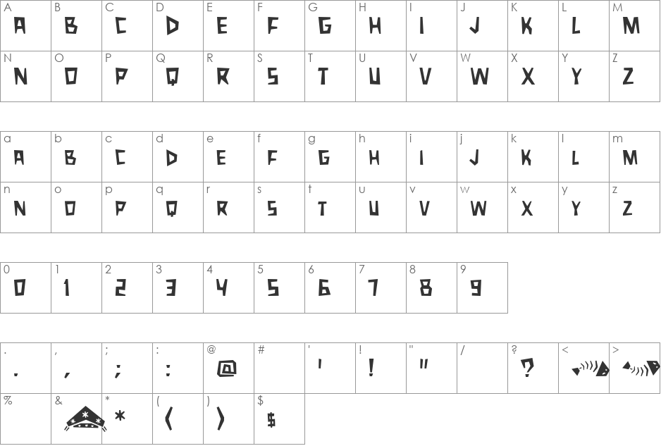 Xilosa font character map preview