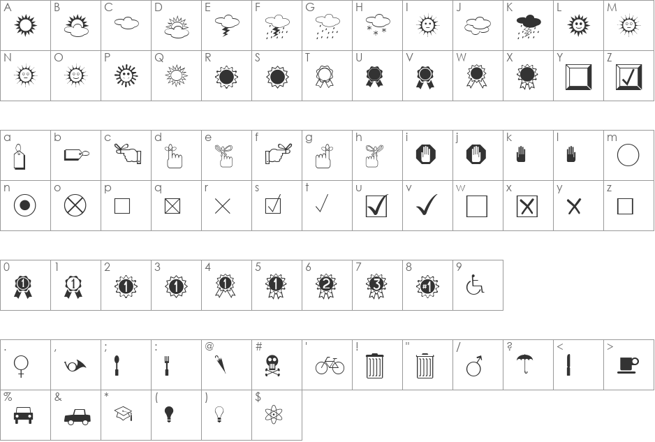 XIngyDingTwo font character map preview